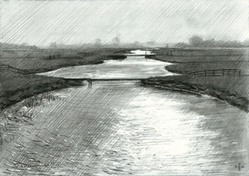 Quiet River Landscape Sketch