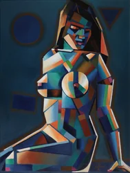 Vibrant Cubist Figure