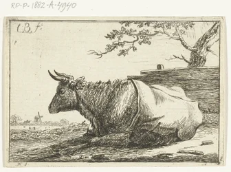 Landscape with a Lying Cow with a Blanket on its Back
