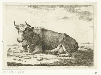Landscape with Lying Horned Cow