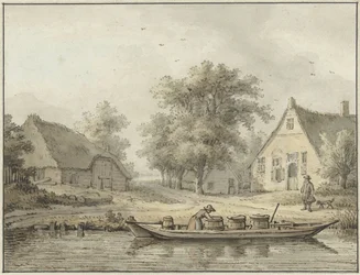 Landscape with Moored Boat with Barrels