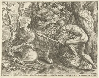 Hercules Strangles the Nemean Lion (Works of Hercules)