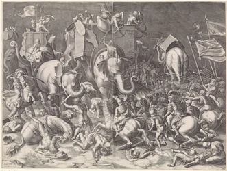 Battle of Zama between Scipio and Hannibal at Night