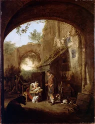 Figures in the Courtyard of an Old Building
