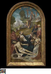 The Lamentation; in the Background the Descent from the Cross