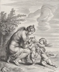 Venus Nursing Three Cupids in a Landscape