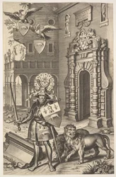 Allegorical Portrait of Count Tassis illustration from Jean Jacques Chifflet, Les marques, 1645