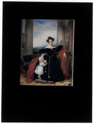 Portrait of a Lady Seated on a Biedermeier Sofa Accompanied by Her Daughter