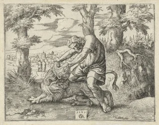 Samson Killing the Lion (History of Samson)
