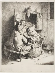 A Man Caressing the Young Hostess