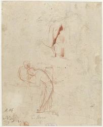 Sketch of Two Standing Figures and a Drapery Study
