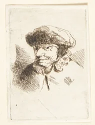 Smiling Old Woman with Fur Hat