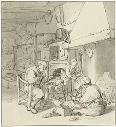 Peasant Family by the Fireplace