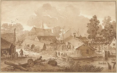 Village Scene with Pond