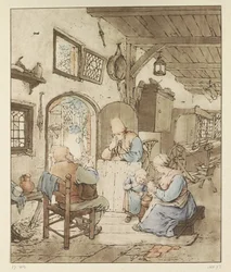 Newspaper Reader in Interior