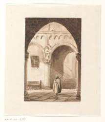 Interior of a Church with a Monk
