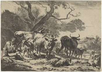 Resting Old Shepherd with His Flock