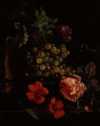 Grapes and Flowers with Beetle, Snail and Lizard