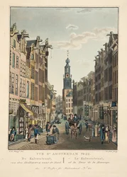 View of Amsterdam No.22. De Kalverstraat, from Heiligeweg to the Mint. Le Kalverstraat, and the Tower of the Mint, 1825
