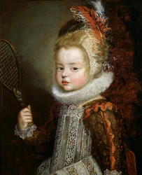 Portrait of a Child Holding a Racket