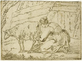 Woman Milking an Ewe