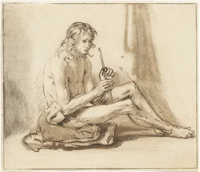 Seated Naked Man with Flute