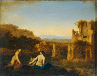 Bathers Near Ancient Ruins