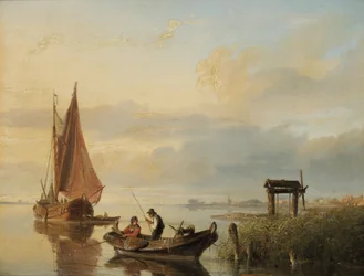 Fishing Vessels at Sunset