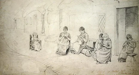 Children Outside Their School at Market Hill, Ireland