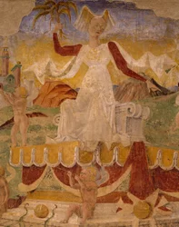 Triumph of Ceres, scene from Month of August, attributed to Cosimo Tura and Master of Ercole, (detail)