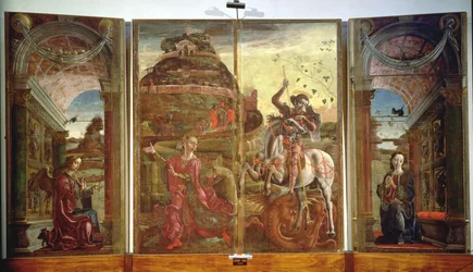 Polyptych depicting St. George and the Dragon and the Annunciation