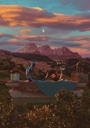 Glowing Figures Sunset Dream