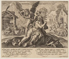 Miseriae est Egestatis Typus, from Time with Virtues and Vices