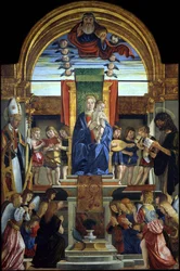 The Virgin and Child Enthroned with God the Father and Saints Hilarius and John the Baptist, 1499