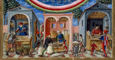 Detail of Merchants Selling Various Items (Detail)