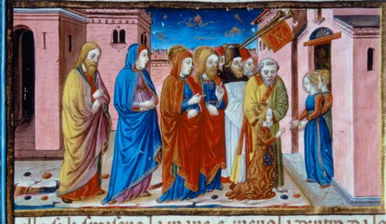 Illumination Depicting Mary Received by the Virgins of the Temple