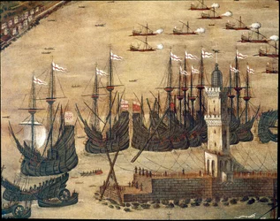 View of the harbour of Genoa (Detail)