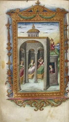 Daughters of Danaus murdering their husbands. Hypermnestra in prison. Illustration for Ovid