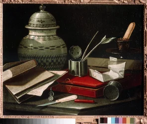 Still life with writing implements