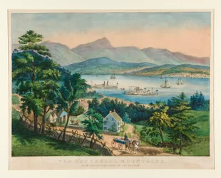The Catskill Mountains from the eastern shore of the Hudson