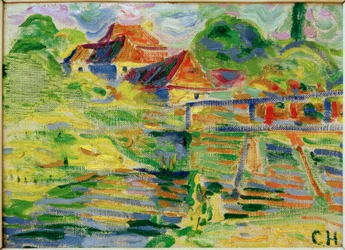 Castle Pretzfeld with Bathers on the Riverbank