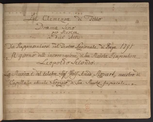Title page of the score La Clemenza di Tito