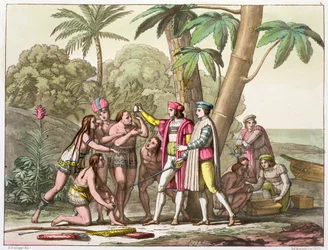 Christopher Columbus with Native Americans