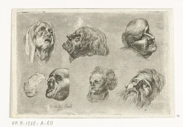 Study Sheet with Seven Heads in Two Rows