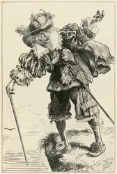 Atheist laughing at Christian and Hopeful (from The Pilgrims Progress by John Bunyan, illustration by Thomas Dalziel)