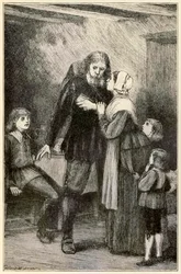 Christian confides in his wife (from The Pilgrims Progress by John Bunyan, illustration by Thomas Dalziel)