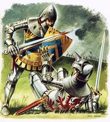 A Wounded Knight Surrendering to His Foe