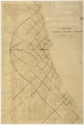 Plate 91 from The Plan of Chicago, Chicago, Proposed Diagonal Arteries, 1909