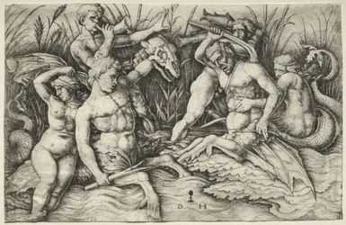 Two Tritons Fighting - Battle of the Sea Gods (right portion)
