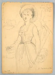 Sketch of Julia Wells for "My Cousin in Blue"